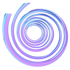 3D holographic spiral shape. transparent background