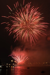 Beautiful fireworks exploded over the Dong river in DongGuang, china. Chinese New Year and Lantern Festival Festival celebration.















