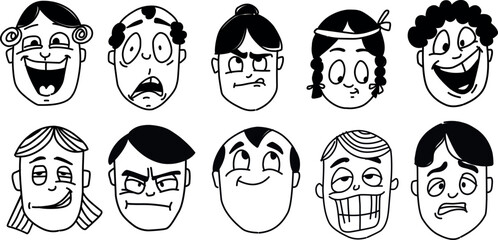 various cartoon expressions Illustration vector design 