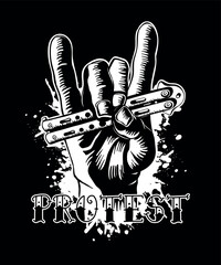Protest hand with knife