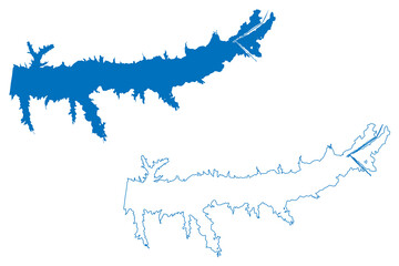 Lake Enid Reservoir (United States of America, North America, us, usa, Mississippi) map vector illustration, scribble sketch Enid Dam map