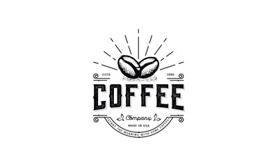 Coffee logo, vintage coffee logo, coffee shop logo, cafe logo, hot coffee, coffee drinks, black coffee, coffee bean, coffee cup, retro vintage coffee logo design vector illustration template