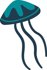 Jellyfish with colorful ornament flat icon Summer abstract pattern