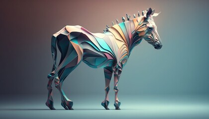 Zebra animal abstract illustration minimalistic geometric background generative ai in pastel colors