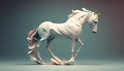 Horse animal abstract illustration minimalistic geometric background generative ai in pastel colors