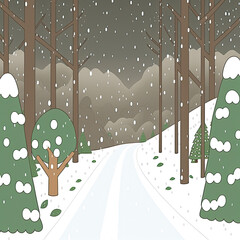 Nature and landscape. Simple, minimal illustration of forest.