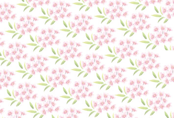 手描き風の桜の花_メッセージカード背景パターンイラスト_Clip art of cherry blossom for background