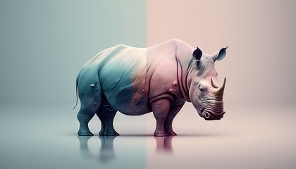 Fototapeta na wymiar Rhino animal abstract wallpaper in pastel colors generative ai
