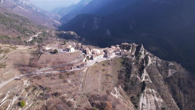 Village of Le Mas in the Alpes Maritimes from the sky