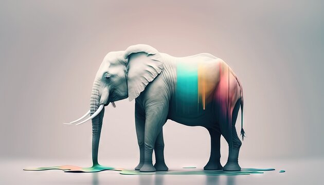  Elephant animal abstract wallpaper in pastel colors generative ai