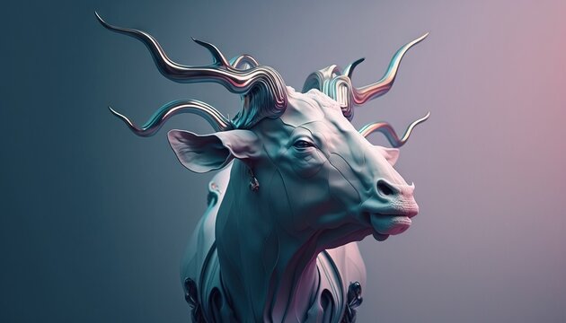 Goat animal abstract wallpaper in pastel colors generative ai