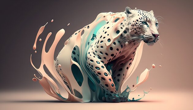 Cheetah animal abstract wallpaper in pastel colors generative ai