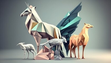 Weird abstract animals abstract wallpaper in pastel colors generative ai