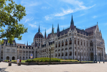 Fototapeta na wymiar View of Hungarian Parliament Building in Budapest,