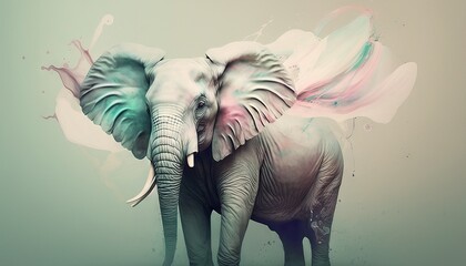 Elephant animal abstract wallpaper in pastel colors generative ai 