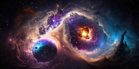 Fototapeta na wymiar Beautiful stars, galaxies, and nebula. This image's components were provided by NASA. Generative AI