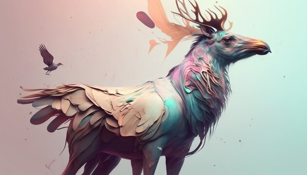 Griffon animal abstract wallpaper in pastel colors generative ai 