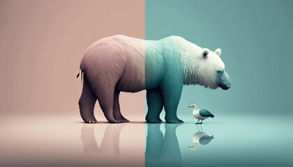 Fototapeta premium Polar Bear animal abstract wallpaper in pastel colors generative ai 