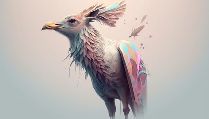 Bird animal abstract wallpaper in pastel colors generative ai 