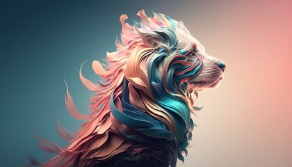 Naklejka premium Dog animal abstract wallpaper in pastel colors generative ai 