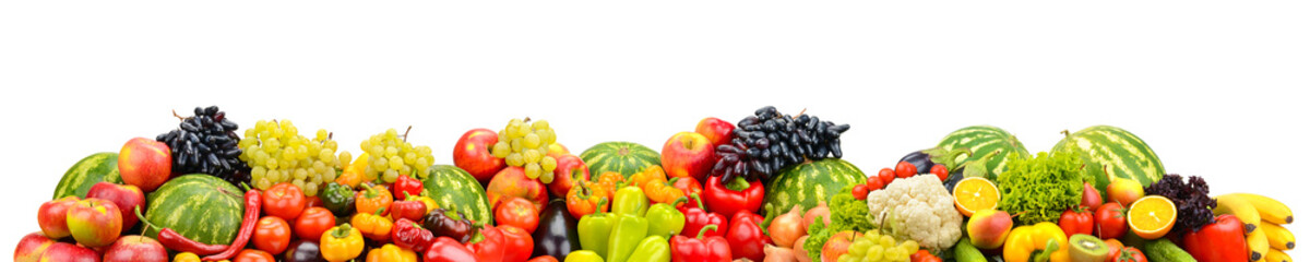 Fototapeta na wymiar Fresh healthy vegetables, fruits, berries isolated on white