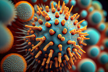 Corona virus closeup .Generative AI