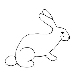 Rabbit minimalist hand drawing simple liner. Doodle rabbit illustration. Vector image. 