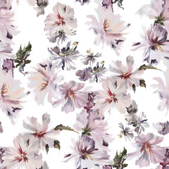 
Pattern flowers in pastel style, the picture is disassembled from four sides