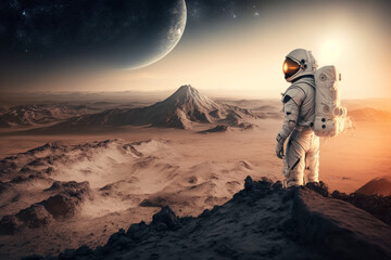 Fototapeta na wymiar Astronaut in the alien planet generative AI