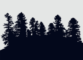 Background with evergreen forest silhouettes