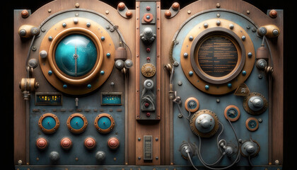 Vintage Equipment Control Panel. Generative AI