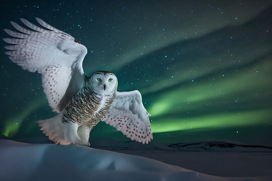snowy owl in winter - Powered by Adobe