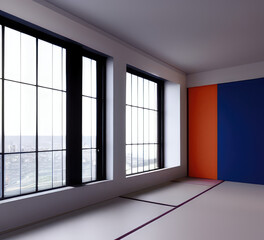 Modern concept minimalist architectural indoor with realistic illustration.