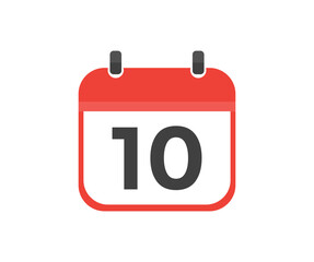 Simple calendar with date 10 day ten logo design. Calendar icon flat day 10. Reminder symbol. Event schedule date. Meeting appointment time vector design and illustration.


