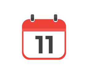 Simple calendar with date 11 day eleven logo design. Calendar icon flat day 11. Reminder symbol. Event schedule date. Meeting appointment time vector design and illustration.
