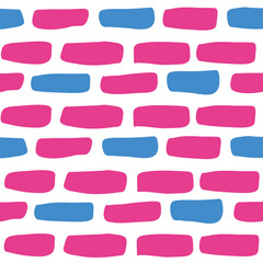 Colorful pink and blue brick seamless pattern vector. Vector illustration in flat style on white background.