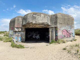 Old military bunker on the coast of Ijmuiden, Netherlands