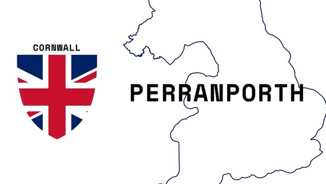 Perranporth: Illustration mit dem Ortsnamen der britischen Stadt Perranporth in der Region Cornwall