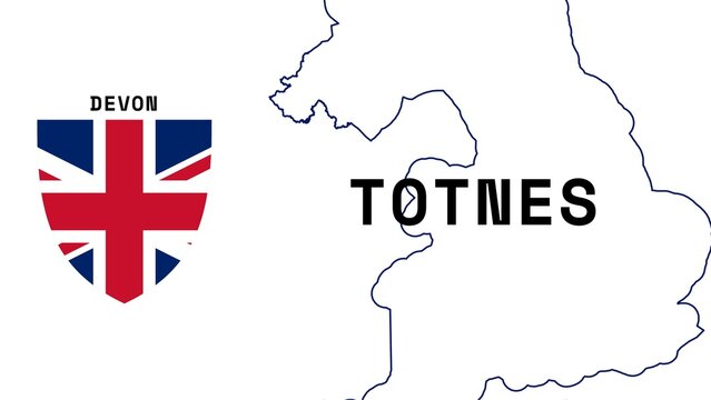 Totnes: Illustration mit dem Ortsnamen der britischen Stadt Totnes in der Region Devon