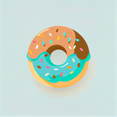 2D donut on pastel matte background illustration
