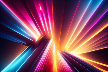 Neon Laser colorful geometric shapes, Generative AI