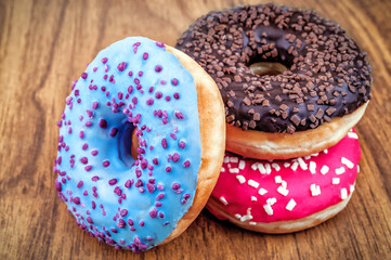 three sweet delisious donuts
