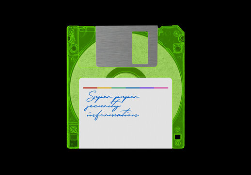 Floppy 3.5 inches Diskette Disk Case Mockup Template