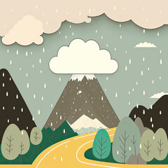 Nature and landscape. Simple, minimal illustration of mountain.