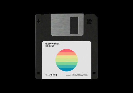 Floppy 3.5 inches Diskette Disk Case Mockup Template