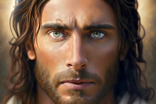 Jesus Christ face close up generative ai illustration