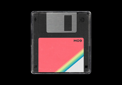 Floppy 3.5 inches Diskette Disk Case Mockup Template