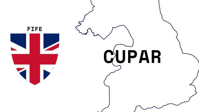 Cupar: Illustration mit dem Ortsnamen der britischen Stadt Cupar in der Region Fife