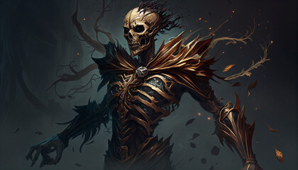 The Bones of Fear: An Eerie Encounter with a Dark Fantasy Skeletal Monster
