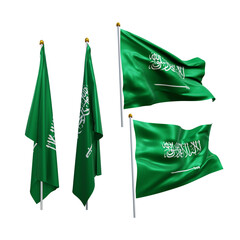 3d rendering middle east saudi arabia flag fluttering and no fluttering